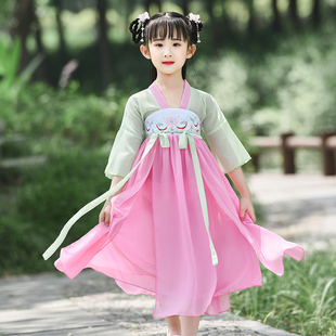 儿童古代公主古筝汉服改良唐装 夏季 中国风连衣裙超仙女装 女童古装