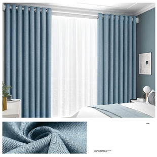 卧室遮光客 免打孔安装 客厅窗帘成品大气窗帘伸缩杆一整套2022新款