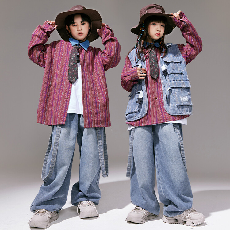 10八11十12岁儿童女孩潮酷街舞两件套 秋装 2024新款 套装 男童衬衫