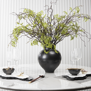 陶瓷花瓶仿真花艺餐具组合样板间餐厅客厅餐桌摆件 罗曼提现代中式