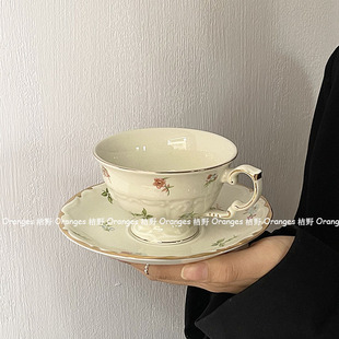 法式 复古浪漫下午茶杯碟咖啡杯套装 vintage 小清新花朵陶瓷杯套装