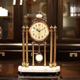 轻奢摇摆钟表摆件客厅北欧摆设时钟摆钟美式 桌面摆台式 饰品 座钟装