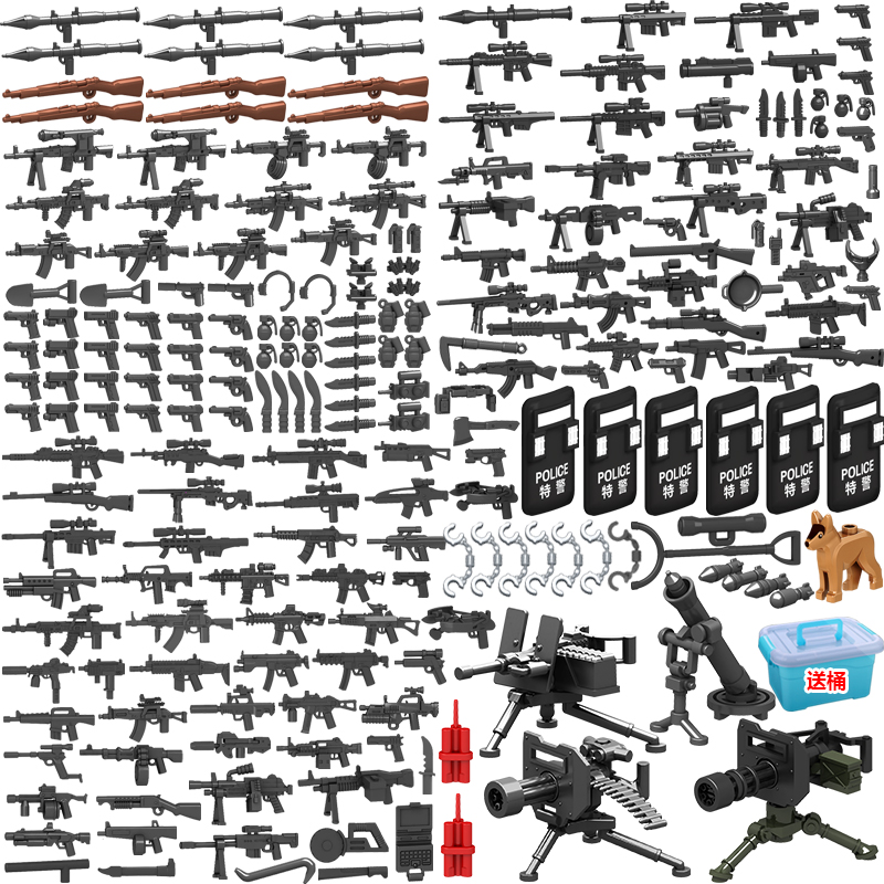 军事特种兵小人仔儿童玩具 备男孩子拼装 中国积木枪模型重型武器装