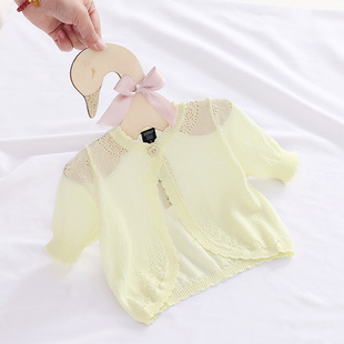 宝宝冰丝开衫 超薄款 公主防晒衣夏季 婴儿针织披肩小外套女童空调衫