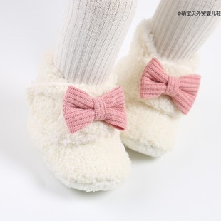 6月1岁女宝宝公主棉鞋 学步加绒软底不掉保暖鞋 秋冬新生婴儿鞋