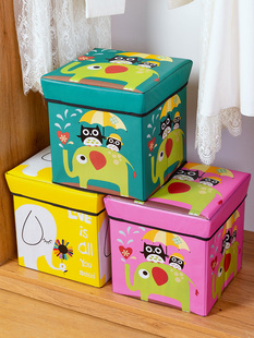 儿童玩具收纳箱家用折叠带盖储物书本零食整理布艺可坐车载收纳筐