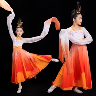 新款 儿童民族舞水袖 女中国风飘逸少儿古典舞表演服女 采薇舞蹈服装