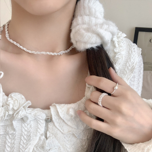 韩国925纯银缠绕光珠项链女ins小众设计高级感转运珠颈链网红饰品