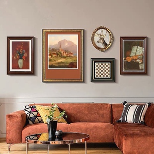 法式 饰画沙发背景墙壁画欧式 客厅装 艺术玄关小众油画 怀旧挂画美式