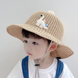 男女童宝宝太阳帽子草帽透气大檐渔夫帽遮阳帽 薄款 儿童防晒帽夏季