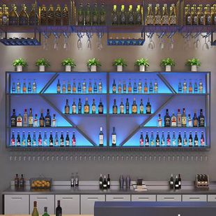 铁艺酒吧吧台壁挂酒架墙上发光置物架创意白酒柜餐厅红葡萄啤酒架