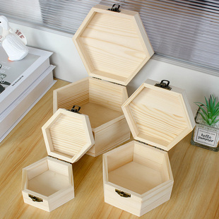 盒首饰盒定制翻盖木盒 木盒子六角形实木复古收纳盒多边形礼品包装