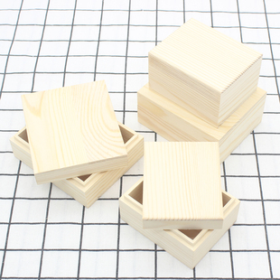 盒桌面收纳盒定制松木小木盒 木盒子正方形小号天地盖实木礼品包装