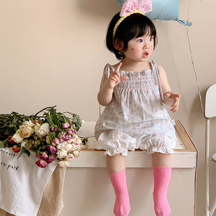 薄款 小女孩吊带碎花背心短裤 两件套个月韩版 宝宝衣服夏季 婴儿套装