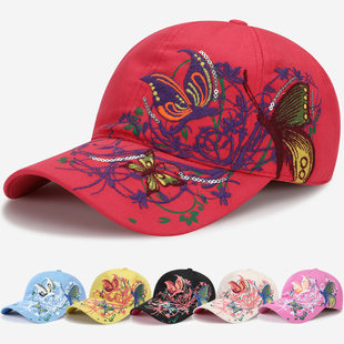 帽子鸭舌帽韩版 潮ins潮牌夏季 网红棒球帽 红色花朵遮阳帽夏天时尚