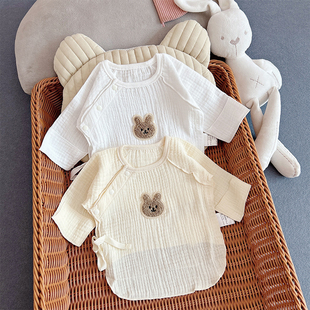 新初生婴儿半背衣0 3月无骨纯棉透气纱布夏季 兔年宝宝和尚服 薄款