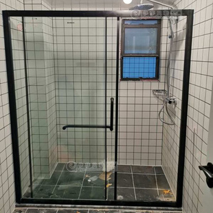 定制浴室移门卫生间一字形淋浴房干湿分离隔断钢化玻璃沐浴推拉门