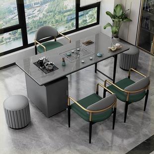 一体阳台轻奢小茶台 岩板茶桌椅组合现代简约办公室茶具套装 2023款