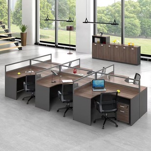4人位屏风办公室职员工办公桌椅组合办公家具 职工办公桌现代2人