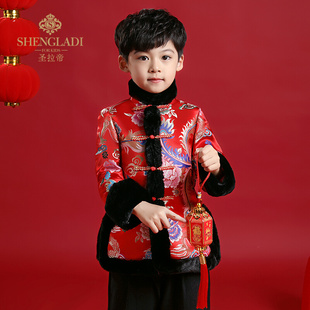 唐装 男童冬季 拜年服男宝周岁生日加厚小童过年棉服 中国风新年装