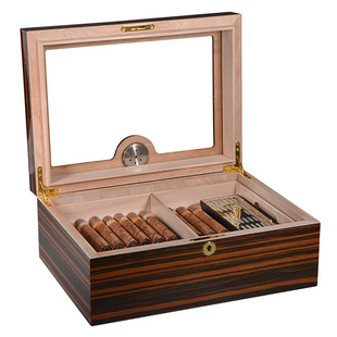 雪茄箱子双层雪茄箱子带锁 盒套装 雪茄烟盒大容量雪松木盒雪茄保湿