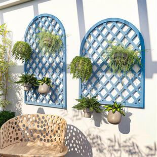 饰篱笆隔断 防腐木网格庭院植物爬藤架栅栏花架围墙白色护栏阳台装