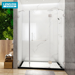 朗斯 LENS 淋浴房一字型钢化玻璃隔断形卫生间干湿分离平开门式
