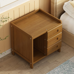 床头柜现代简约实木色家用简易小型置物架卧室床边收纳储物小柜子