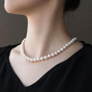 天然珍珠贝珠颈饰锁骨项链正圆生日礼物送妈妈婆婆母亲节礼物 正品