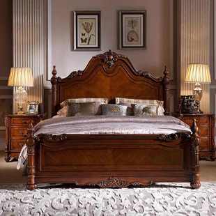 别墅复古家具雕花宫廷床 实木床奢华大床主卧双人床婚床欧式 美式