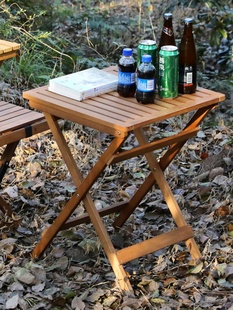 备烧烤桌 野餐吃饭露营装 木马人阳台折叠桌户外餐桌实木家用便携式