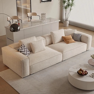 豆腐块布艺沙发客厅现代简约北欧轻奢大小户型奶油风直排实木沙发