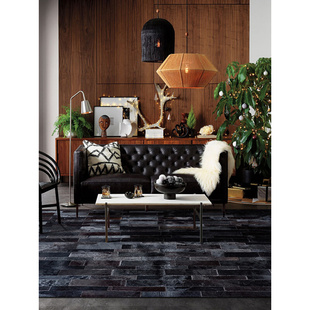 40纯黑色客厅地毯现代简约北欧风轻奢卧室床边房间定制茶几地垫
