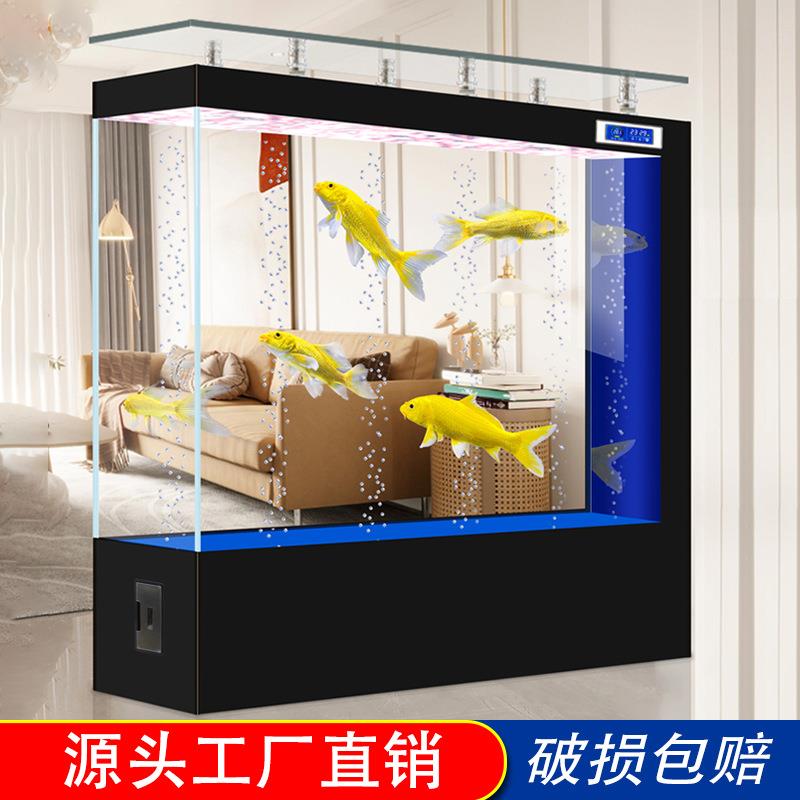 方形吧台缸金晶超白玻璃大型客厅家用鱼缸水族箱 源头工厂2023新款