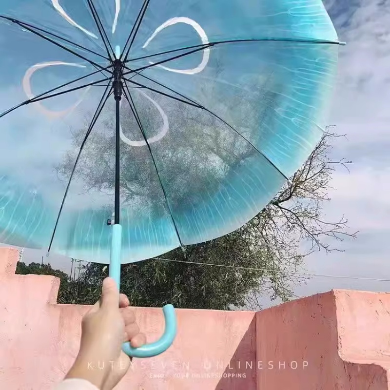 芬理晞梦水母伞高颜值透明长柄雨伞日系全自动加厚防风便携直柄伞