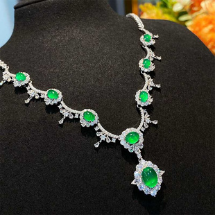 VISING珠宝巴西绿玉髓玛瑙晚宴套链项链送礼富贵气质媲美翡翠