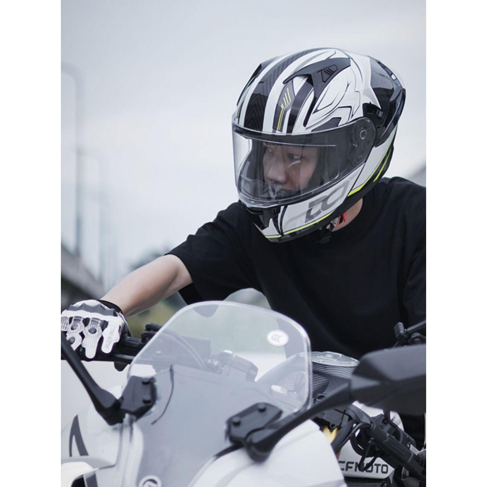 超帅机车3C摩托车全盔头盔蓝牙耳机四季 DOT揭面盔双镜片男女夏季