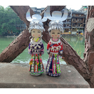 民族风特色手工艺品少数民族娃娃人偶居家装 饰摆件中国风木偶 包邮