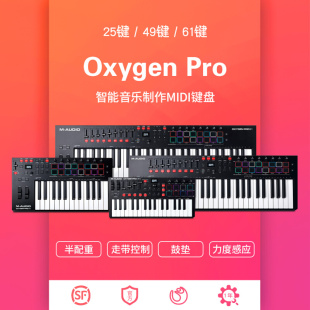 61键mini专业编曲控制器MIDI键盘 Oxygen Pro半配重25 MAUDIO