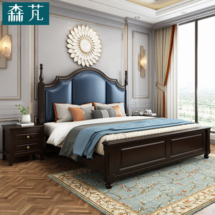 美式 实木床1.8米轻奢双人床主卧1.5M欧式 白色简约储物婚床 公主床