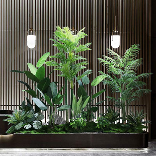 饰北欧大型绿植造景楼梯下造景橱窗落地旅人蕉盆栽摆件 仿真植物装