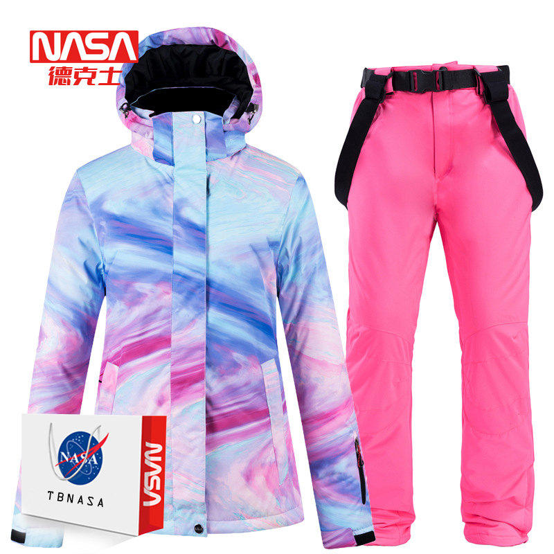NASA滑雪服女套装 单板冬季 备防风 防水加厚东北哈尔滨雪旅游保暖装