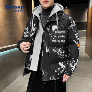 WASSUP羽绒服男2023新款 冬季 国潮面包服外套棉袄学生 加厚情侣美式