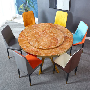 餐桌圆桌轻奢大理石大圆桌子火锅家用餐桌椅组合圆形折叠实木10人