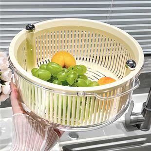 洗菜盆沥水篮家用厨房双层旋转沥水洗菜篮子滤水淘菜盆客厅水果盘
