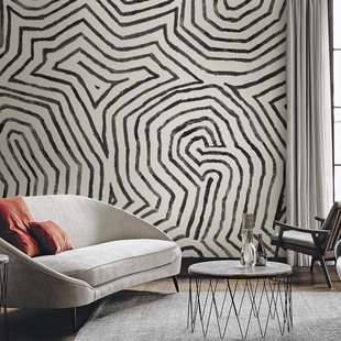 画境Crazy lines现代时尚 客厅卧室书房定制壁画墙纸 抽象几何线条