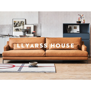 极简高端头层牛皮客厅直排沙发现代轻奢组合创意真皮大小户型 意式