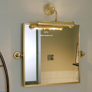 饰家用酒店可旋转镜 黄铜卫生间浴室化妆镜打孔挂墙洗手间大方形装