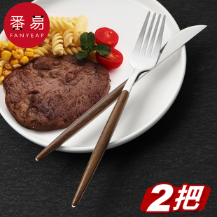 叉子高颜AA02 西餐餐具欧式 _不锈钢刀叉家用切牛排刀叉勺套装