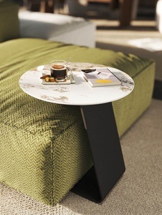 客厅沙发岩板小边几轻奢现代简约高档阳台茶几小圆桌床头创意边桌